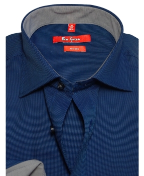 Ben Green Redline Regular Fit Langarmhemd blau dunkelblau Struktur