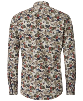 Casa Moda Casual Fit Langarmhemd beige multicolor Print Blätter