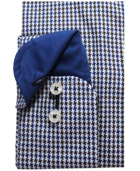 Giordano Langarmhemd Modern Fit in blau braun Minimuster