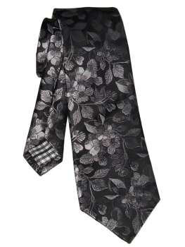 Hemley elegante Seidenkrawatte in schwarz silber Floral