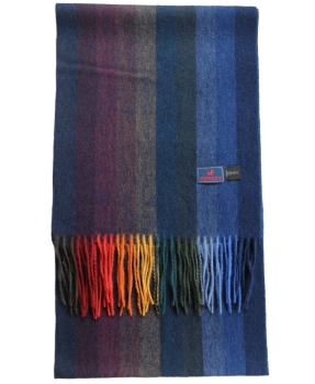 Hemley Schal Wolle in blau multicolor Streifen 30x196 cm