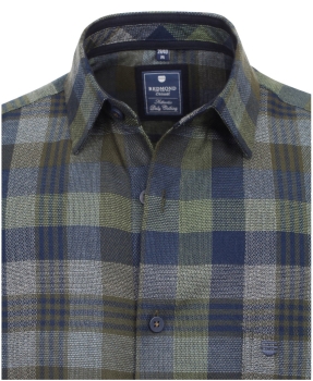 REDMOND Langarmhemd Flanell grün dunkelblau Karo Casual Comfort Fit