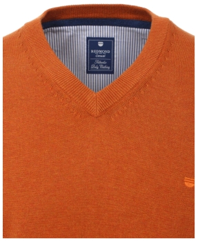 Preview: REDMOND V-Neck Pullover Comfort Fit in orange terra Preview: REDMOND V-Neck Pullover Comfort Fit in orange terra