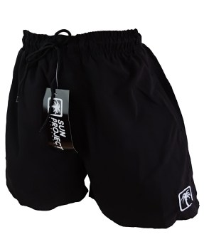 Sun Project Swim Shorts in schwarz mit Sticklabel in weiss