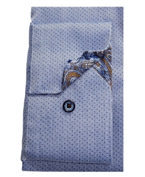 Venti Edition Slim Fit Langarmhemd mittblau dunkelblau Punkdesign