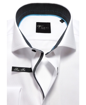 Venti Edition Slim Fit Langarmhemd in weiss Jaquardmuster mit Umschlagmanschette