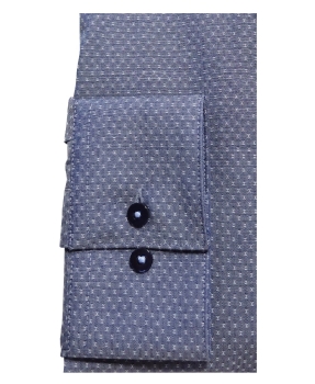 eterna Slim Fit Langarmhemd Stretch in blaugrau Minimuster