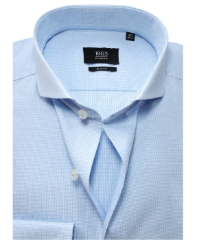 eterna Slim Fit Langarmhemd hellblau mit Minidesign Ton in Ton