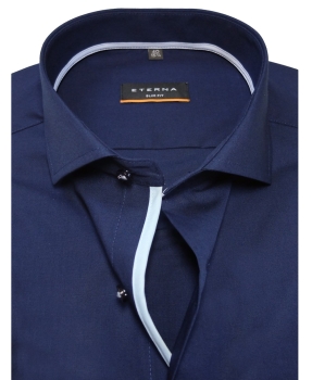 eterna Slim Fit Langarmhemd dunkelblau mit extralangem Arm ÄL 72cm