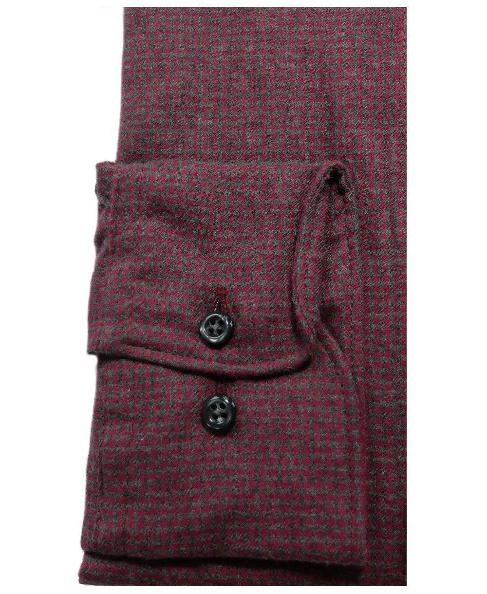 eterna Premium 1863 Wool Cotton - Modern Langarmhemd führender Hochwertige Herrenmode rot-grau Marken fairen MINIKARO zu