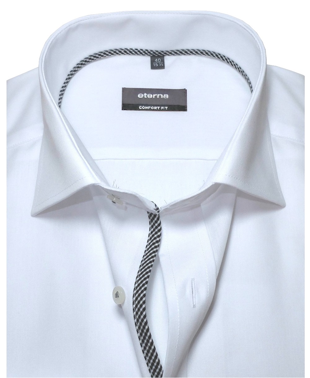 Fit modischen Hochwertige eterna zu weiss in Herrenmode führender fairen Comfort mit - Langarmhemd Marken Details