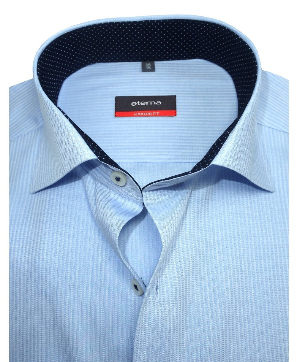 eterna Modern Fit Langarmhemd führender hellblau Marken - Webstreifendesign Herrenmode zu Hochwertige fairen