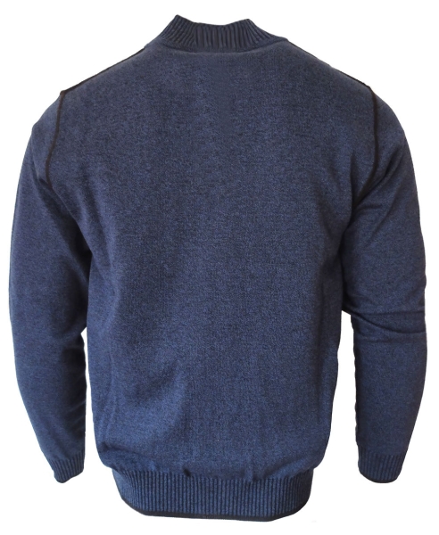 Montechiaro Cardigan in blau schwarz Melangestrick mit Reißer und Taschen