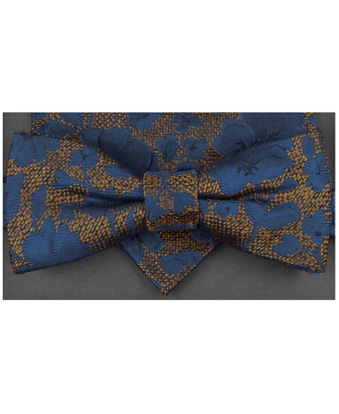 Maica SET Seidenschleife mit Einstecktuch braun blau Blütendesign in Geschenkbox