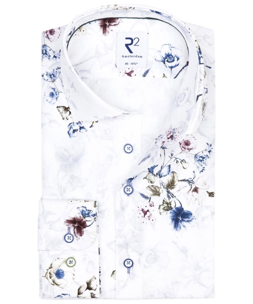 R2 Amsterdam Langarmhemd weiss multicolor Floral