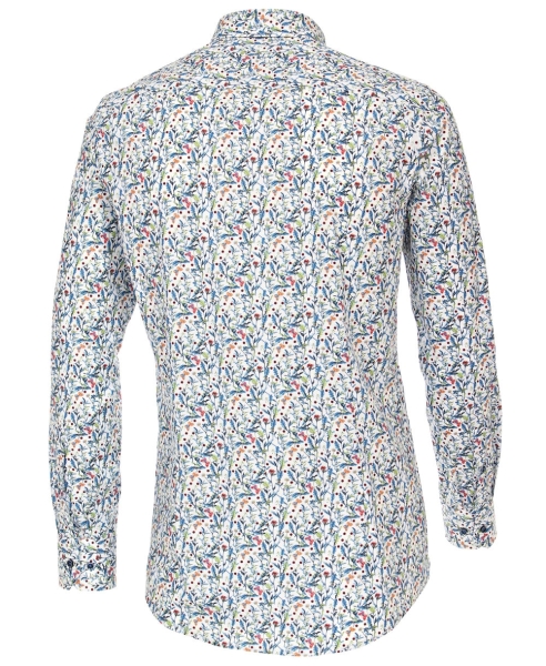 Venti Modern Fit Langarmhemd weiss mit Schmetterlings-Floral-Print in multicolor