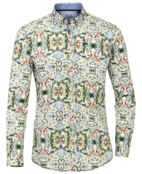 Venti Edition Slim Fit Smart Casual Langarmhemd Dschungelprint multicolor