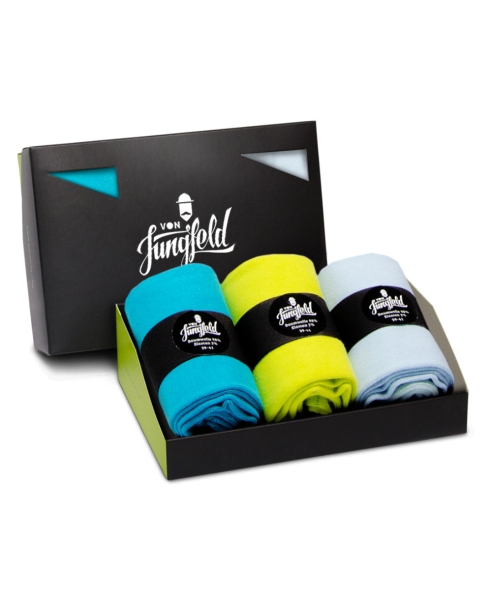 von Jungfeld 3er Box BLICKFANG Socken in aqua neongelb hellblau