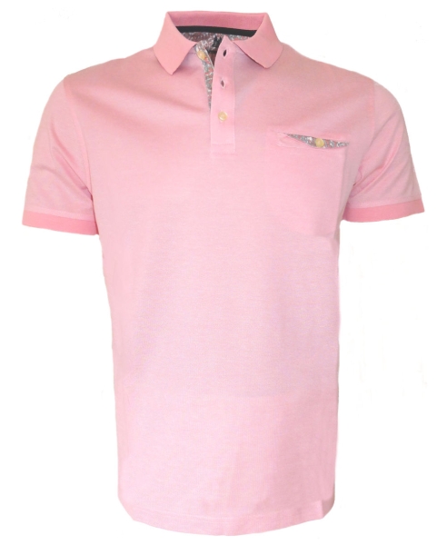 Montechiaro Poloshirt merceresiert in rosa melange mit Brusttasche