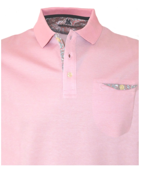 Montechiaro Poloshirt merceresiert in rosa melange mit Brusttasche