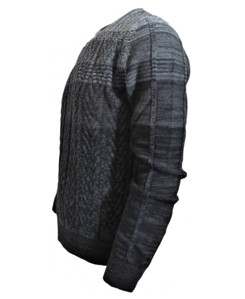 Montechiaro Italy R-Neck Pullover Farbverlauf hellgrau bis schwarz