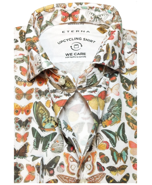 eterna UPCYCLING SHIRT Modern Fit Langarmhemd in weiss multicolor Butterfly Print