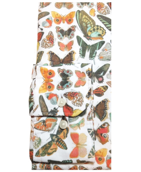 eterna UPCYCLING SHIRT Modern Fit Langarmhemd in weiss multicolor Butterfly Print