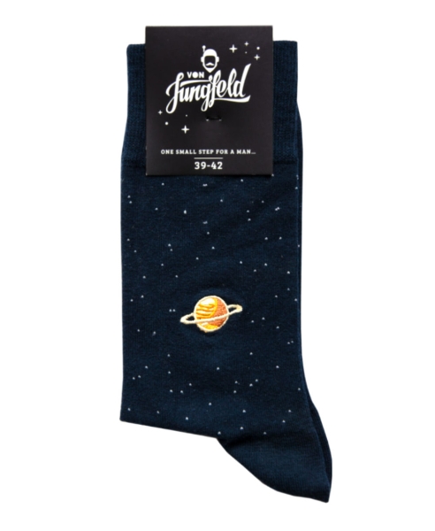 von Jungfeld 1 Paar Socken Motiv Saturn dunkelblau