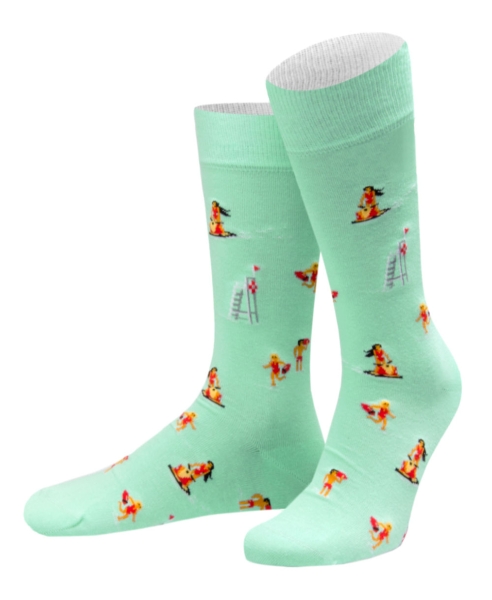 von Jungfeld 1 Paar Socken Malibu Beach in mint Motiv Strand