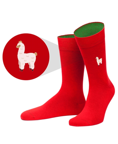 von Jungfeld 1 Paar Socken Navarra in rot Motiv Alpaka