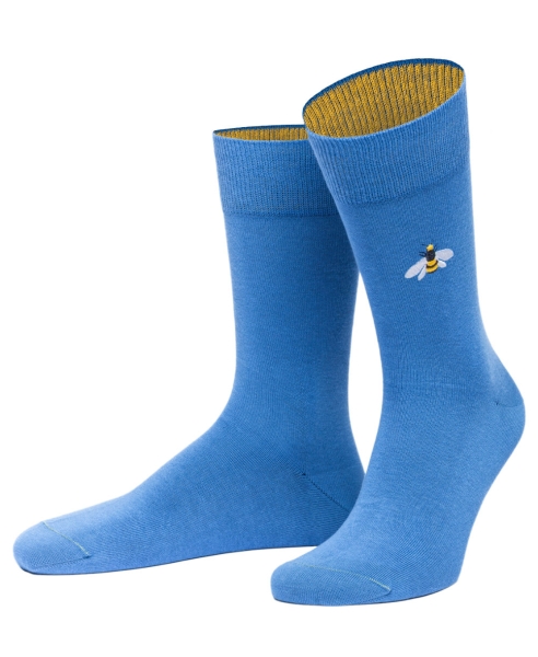 von Jungfeld 1 Paar Socken Bermuda in mittelblau Motiv Biene