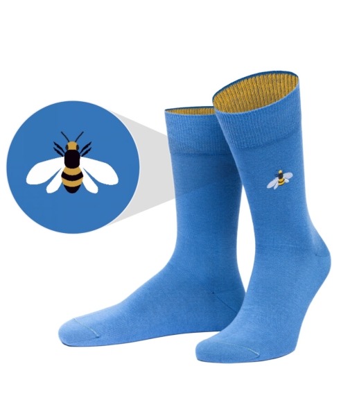 von Jungfeld 1 Paar Socken Bermuda in mittelblau Motiv Biene