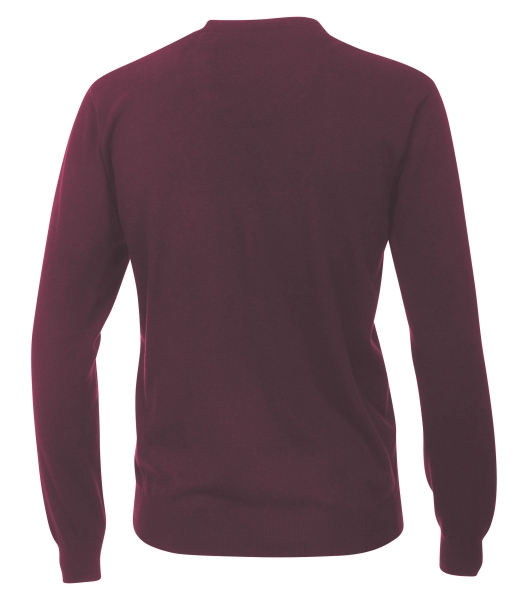 Maica V-Neck Pullover bordeaux melange Feinstrick Baumwolle