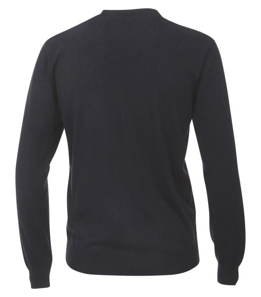 Maica V-Neck Pullover navy dunkelblau melange Feinstrick Baumwolle