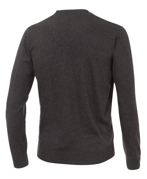 Maica V-Neck Pullover anthrazit melange Feinstrick Baumwolle