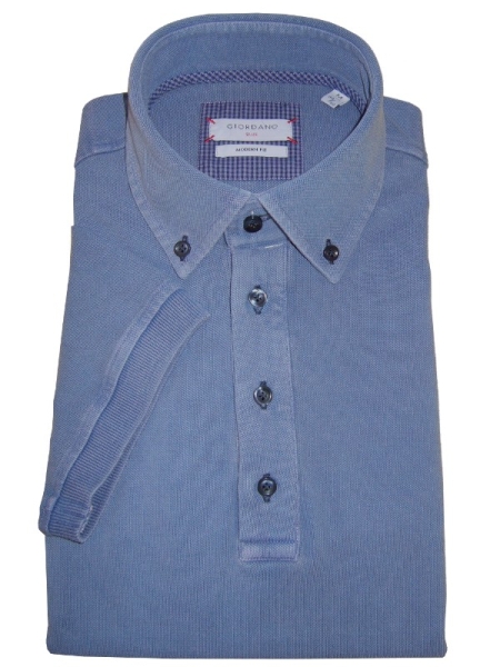 Giordano Poloshirt Piqué Button Down Kragen in indigoblau