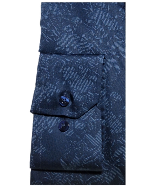 eterna Modern Fit + führender - blau Floralmotiv Marken Herrenmode dunkelblau Langarmhemd zu fairen Krawatte Hochwertige