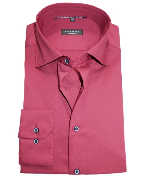 eterna Performance Shirt Modern Fit Langarmhemd super Stretch in dunkelrot