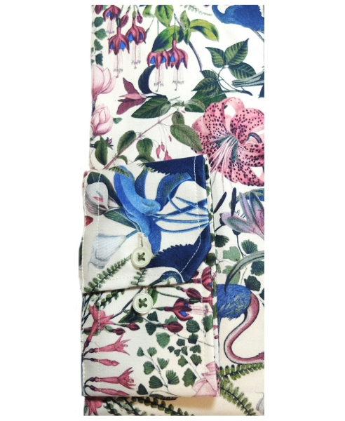 eterna Comfort Fit Langarmhemd creme multicolor Flora-Fauna-Print