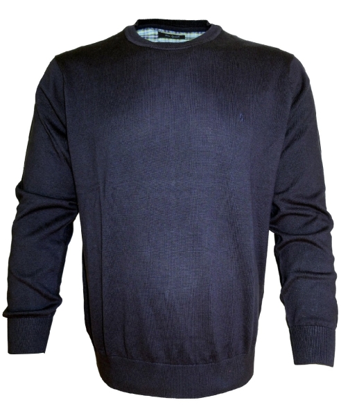 Ben Green Rundhals Pullover in dunkelblau Feinstrick