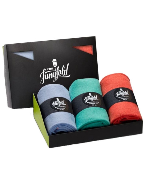 von Jungfeld 3er Box PLAYA Socken in lachs mint hellblau