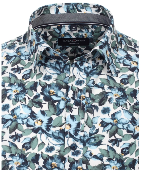 Casa Moda Casual Fit Langarmhemd weiss blau grün gelb Print Floral