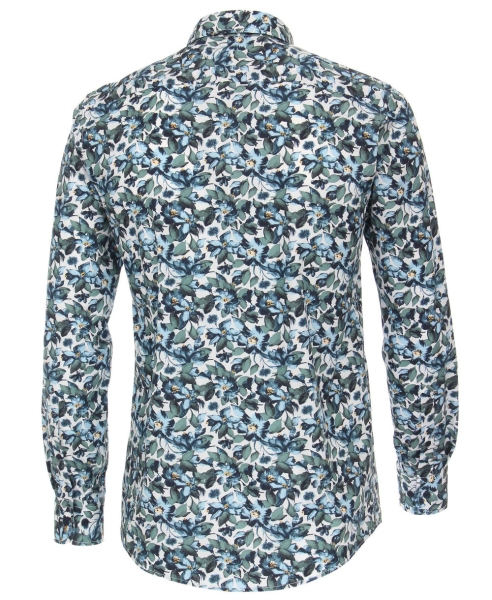 Casa Moda Casual Fit Langarmhemd weiss blau grün gelb Print Floral