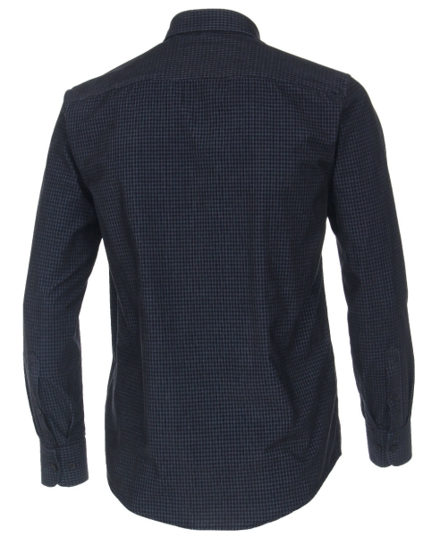 Casa Moda Casual Fit Langarmhemd dunkelblau blau Karo Feinkord