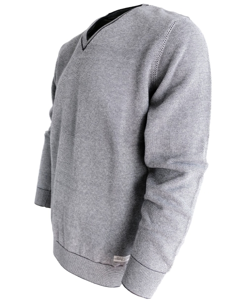 Casa Moda modischer V-Neck Pullover in schwarz weiss gemustert