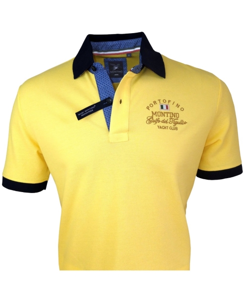 Marc Montino Polo Shirt in gelb marine mit Stickerei