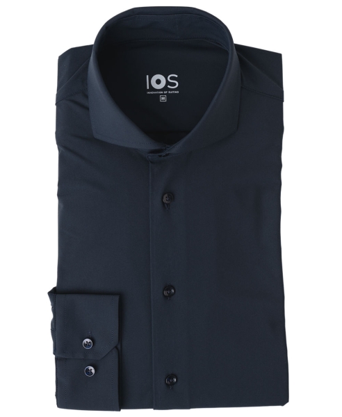 IOS Langarm Shirt Slim Fit Jersey superstretch dunkelblau Haikragen