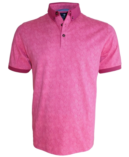 Baileys Poloshirt Blattprint in rosa weinrot