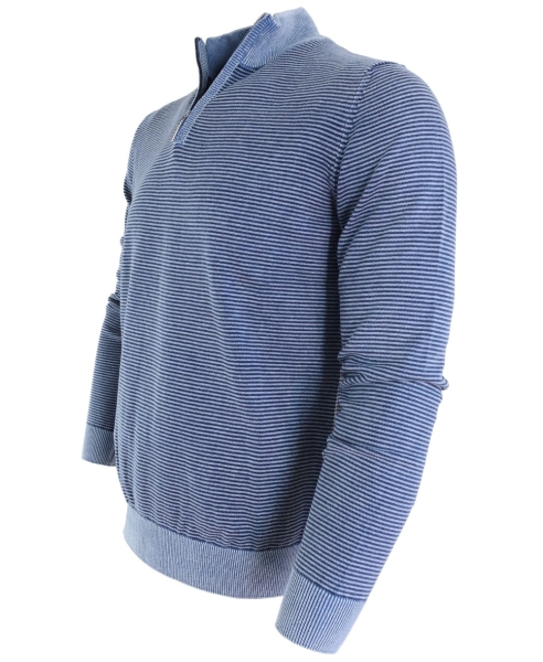 Baileys Pullover Troyer Stehkragen dunkelblau blau Feinstreifen