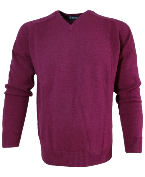 Baileys Scottish Lambswoll V-Neck Pullover weinrot melange